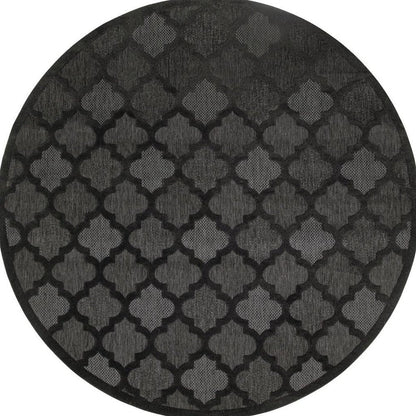 8' Charcoal And Black Round Trellis Indoor Outdoor Area Rug HomeRoots