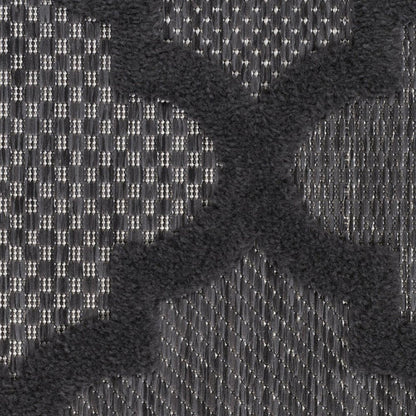 8' Charcoal And Black Round Trellis Indoor Outdoor Area Rug HomeRoots