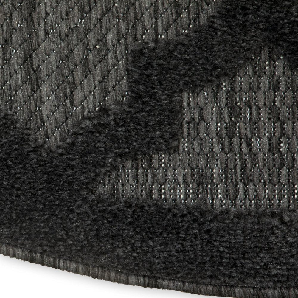 8' Charcoal And Black Round Trellis Indoor Outdoor Area Rug HomeRoots