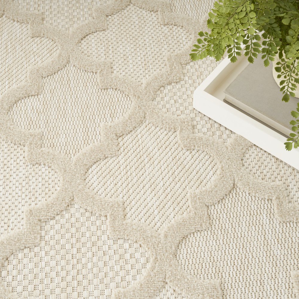5' X 7' Cream And Beige Trellis Indoor Outdoor Area Rug — view 7