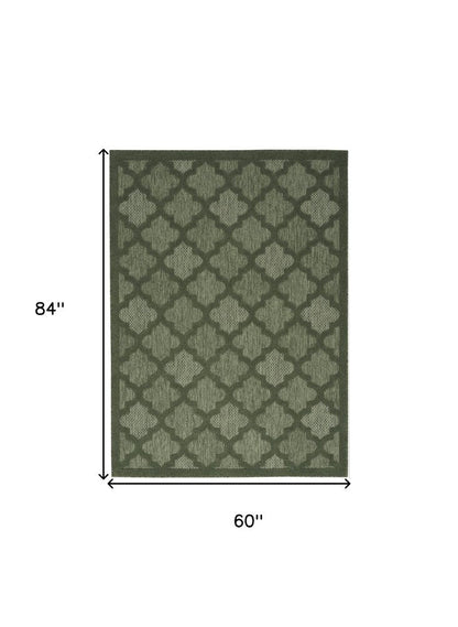 5' X 7' Dark Green And Light Green Trellis Indoor Outdoor Area Rug HomeRoots