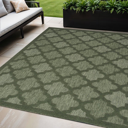 5' X 7' Dark Green And Light Green Trellis Indoor Outdoor Area Rug HomeRoots