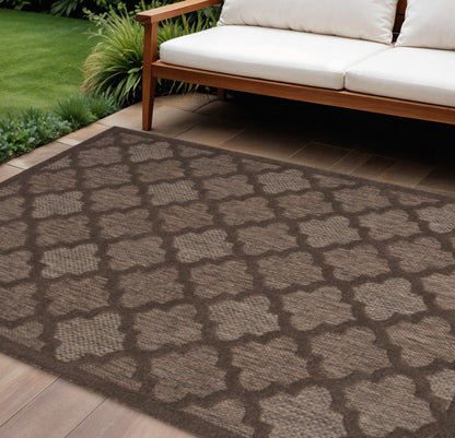 6' X 9' Dark Brown And Light Brown Trellis Indoor Outdoor Area Rug HomeRoots