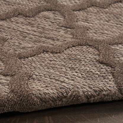 6' X 9' Dark Brown And Light Brown Trellis Indoor Outdoor Area Rug HomeRoots