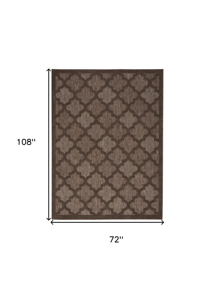 6' X 9' Dark Brown And Light Brown Trellis Indoor Outdoor Area Rug HomeRoots