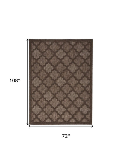 6' X 9' Dark Brown And Light Brown Trellis Indoor Outdoor Area Rug HomeRoots