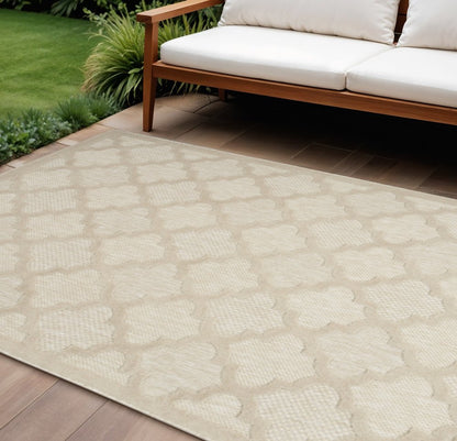 6' X 9' Cream And Beige Trellis Indoor Outdoor Area Rug HomeRoots