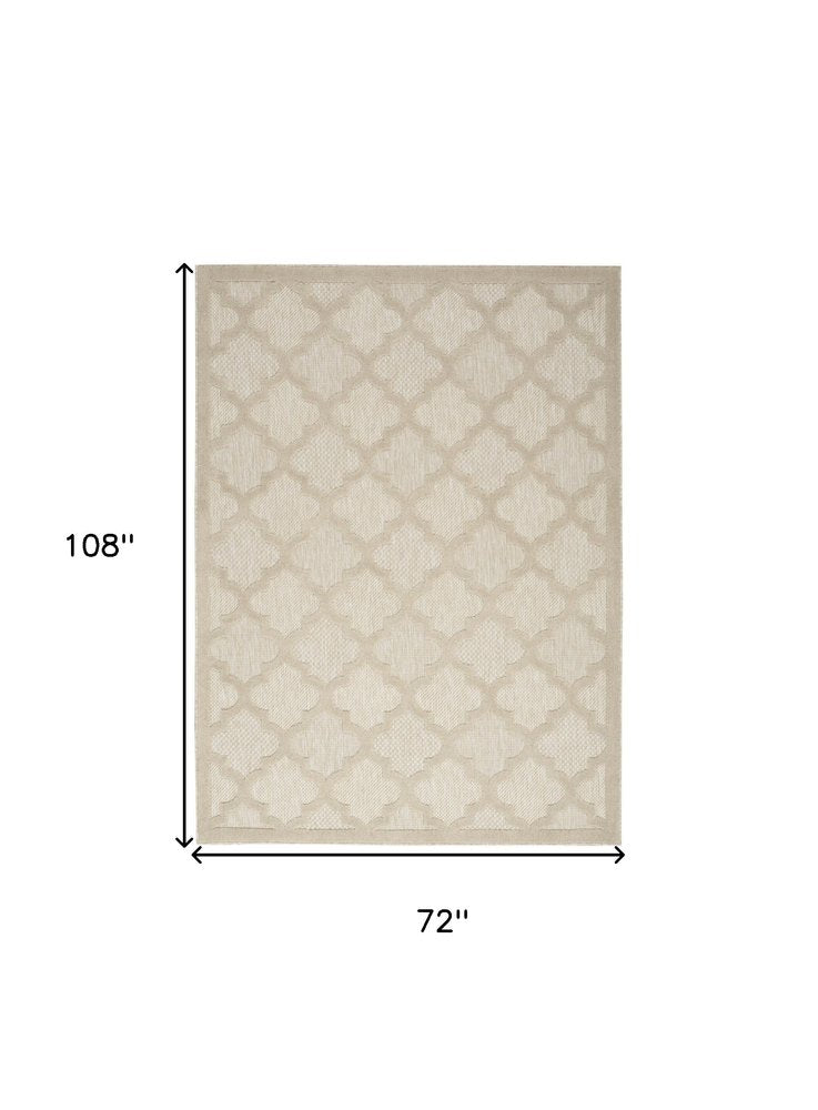 6' X 9' Cream And Beige Trellis Indoor Outdoor Area Rug — view 1