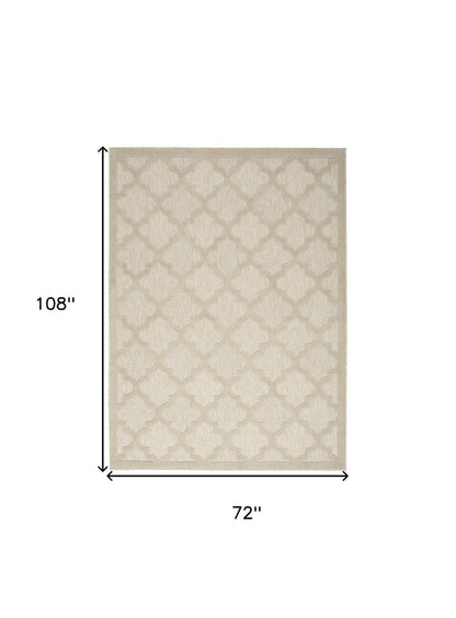 6' X 9' Cream And Beige Trellis Indoor Outdoor Area Rug HomeRoots