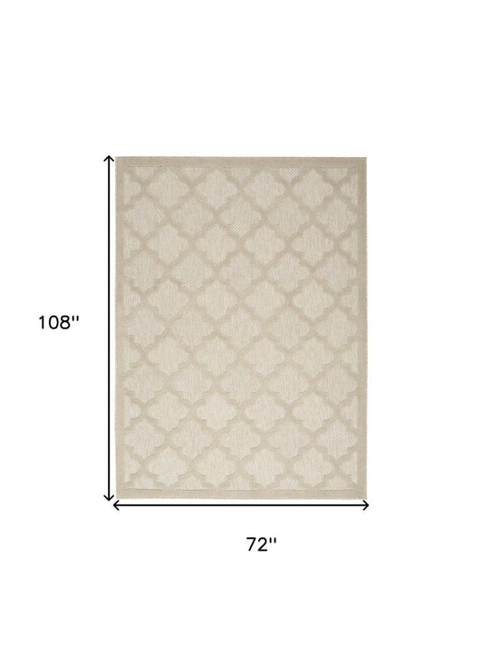 6' X 9' Cream And Beige Trellis Indoor Outdoor Area Rug