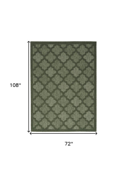 6' X 9' Dark Green And Light Green Trellis Indoor Outdoor Area Rug HomeRoots