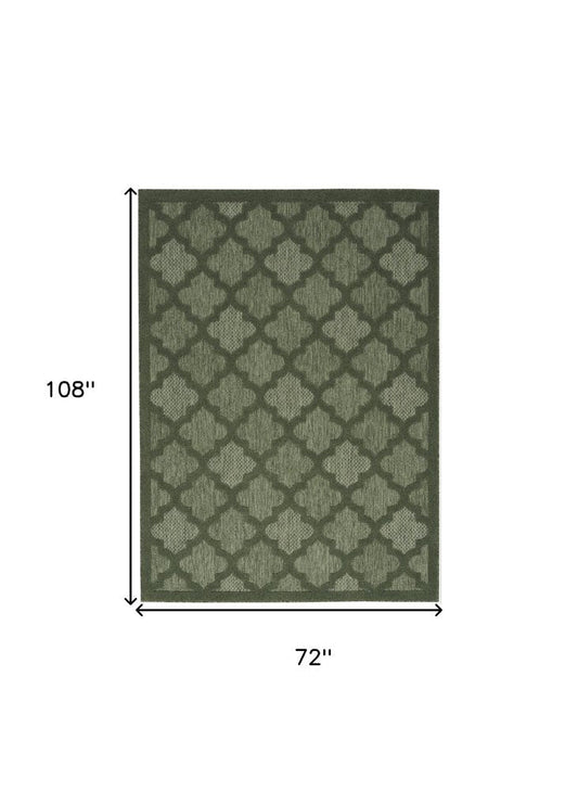 6' X 9' Dark Green And Light Green Trellis Indoor Outdoor Area Rug