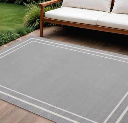 10' X 14' Gray And Ivory Indoor Outdoor Area Rug HomeRoots