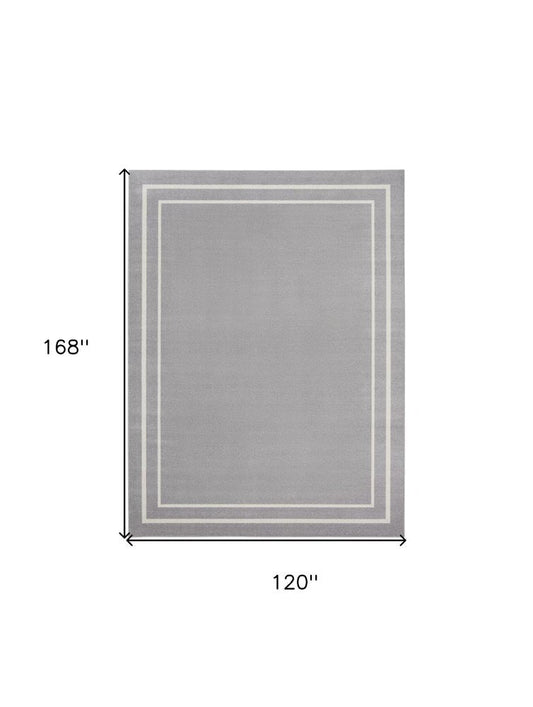 10' X 14' Gray And Ivory Indoor Outdoor Area Rug