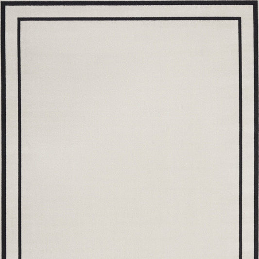 10' X 14' Ivory And Black Indoor Outdoor Area Rug
