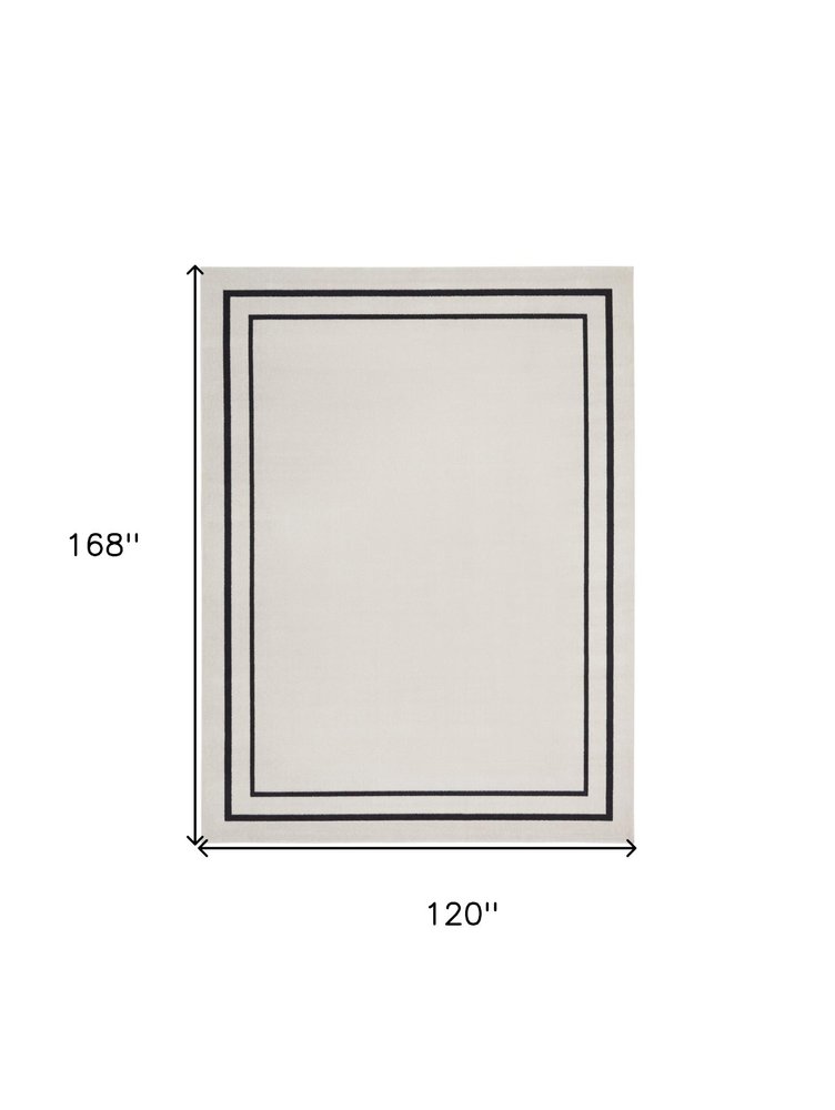10' X 14' Ivory And Black Indoor Outdoor Area Rug — view 1