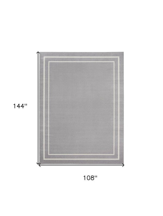 9' X 12' Gray And Ivory Indoor Outdoor Area Rug