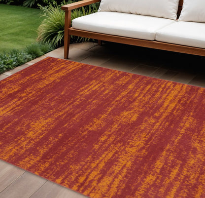 9' X 12' Red And Orange Abstract Indoor Outdoor Area Rug HomeRoots