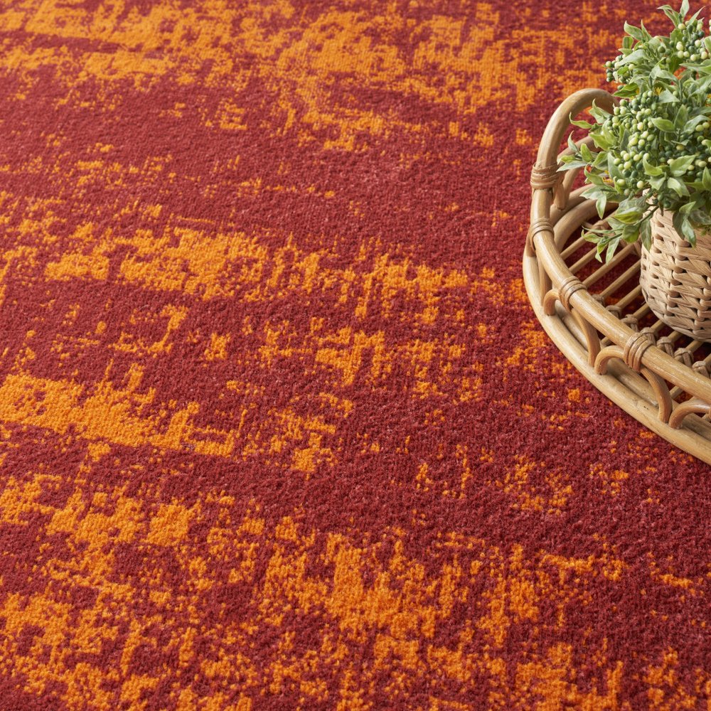9' X 12' Red And Orange Abstract Indoor Outdoor Area Rug — view 7