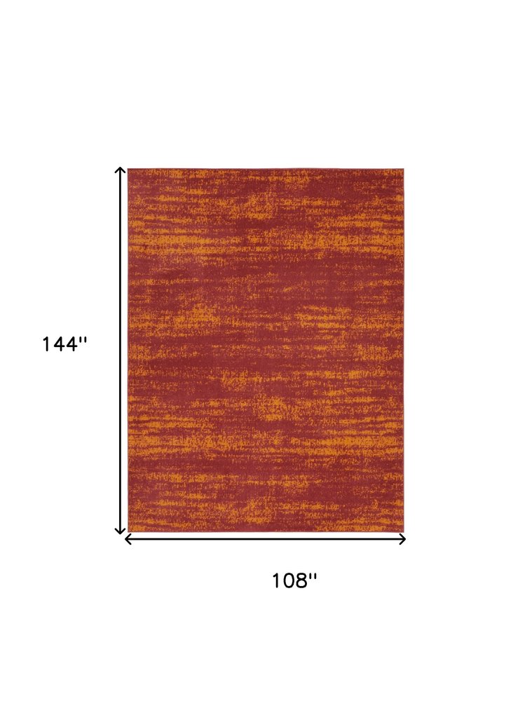 9' X 12' Red And Orange Abstract Indoor Outdoor Area Rug — view 1