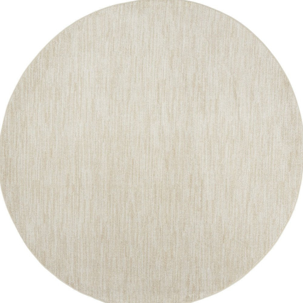 10' Beige And Ivory Round Indoor Outdoor Area Rug