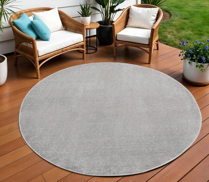 10' Gray And Silver Round Indoor Outdoor Area Rug HomeRoots
