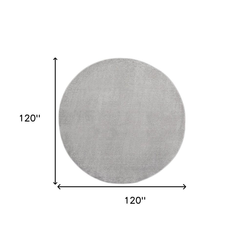 10' Gray And Silver Round Indoor Outdoor Area Rug — view 1