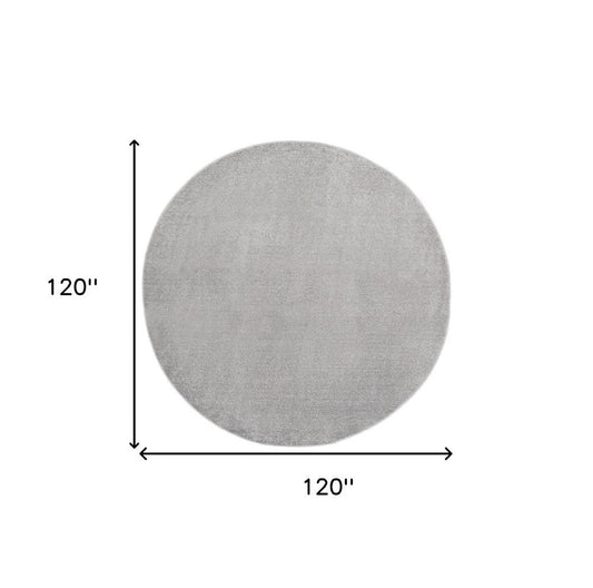 10' Gray And Silver Round Indoor Outdoor Area Rug