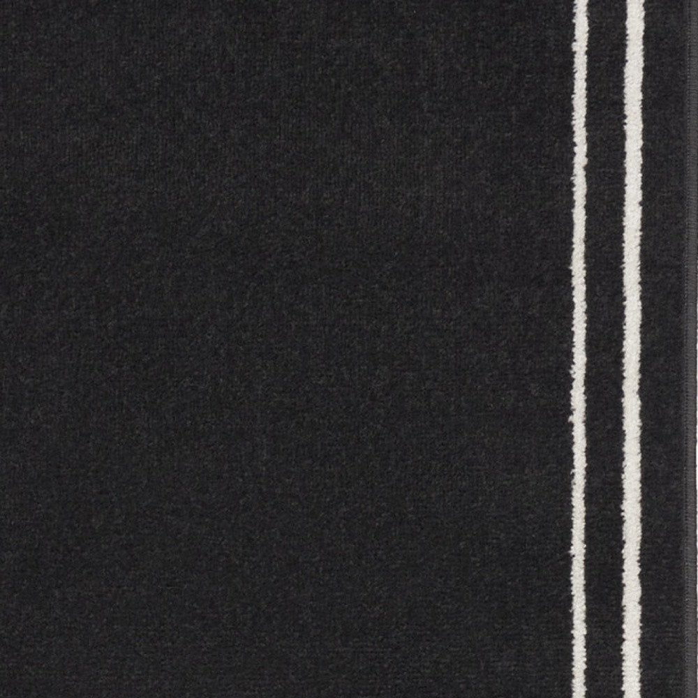 8' Black And Ivory Indoor Outdoor Runner Rug
