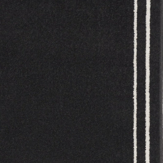 8' Black And Ivory Indoor Outdoor Runner Rug