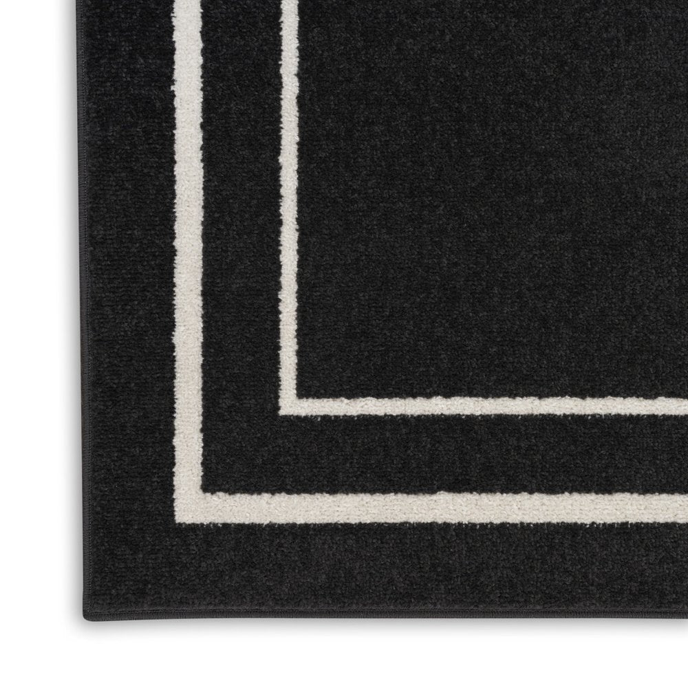 8' Black And Ivory Indoor Outdoor Runner Rug HomeRoots