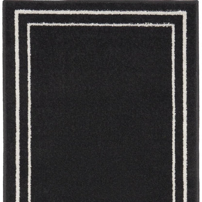 8' Black And Ivory Indoor Outdoor Runner Rug HomeRoots
