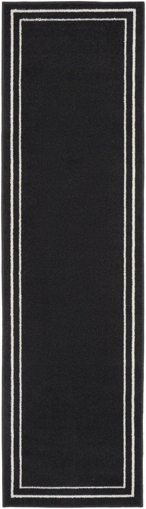 8' Black And Ivory Indoor Outdoor Runner Rug HomeRoots