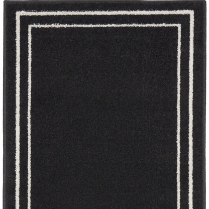 8' Black And Ivory Indoor Outdoor Runner Rug