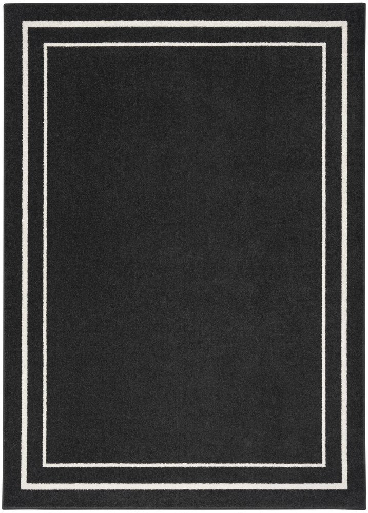 5' X 7' Black And Ivory Indoor Outdoor Area Rug HomeRoots