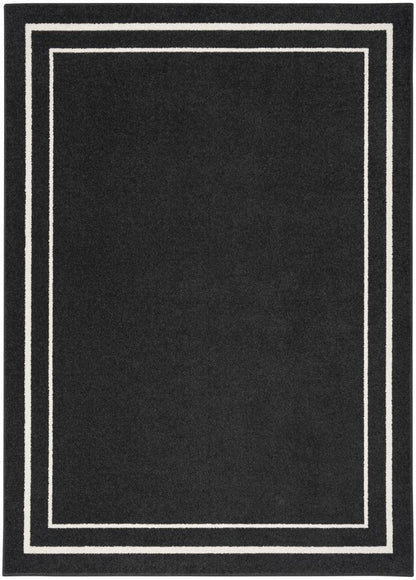 5' X 7' Black And Ivory Indoor Outdoor Area Rug HomeRoots