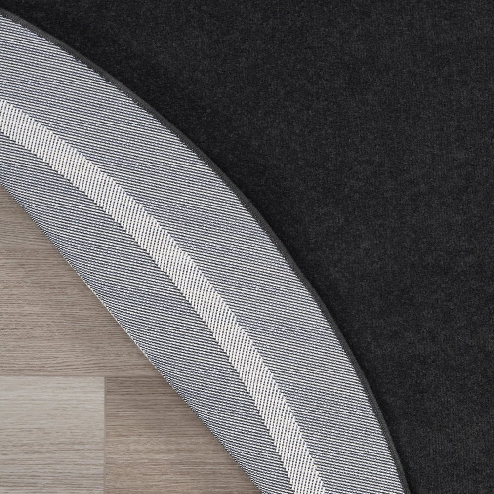 8' Black And Ivory Round Indoor Outdoor Area Rug — view 10