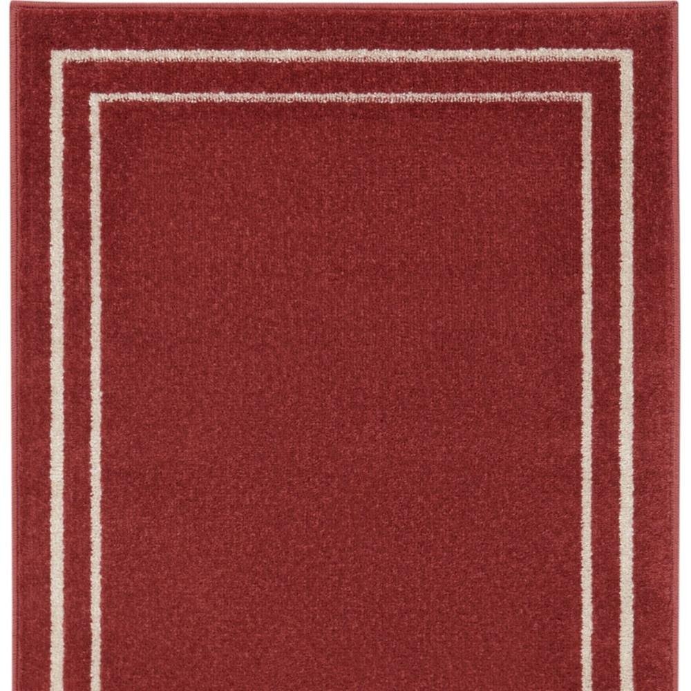 8' Brick Red And Ivory Indoor Outdoor Runner Rug — view 10