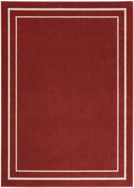 4' X 6' Brick Red And Ivory Indoor Outdoor Area Rug