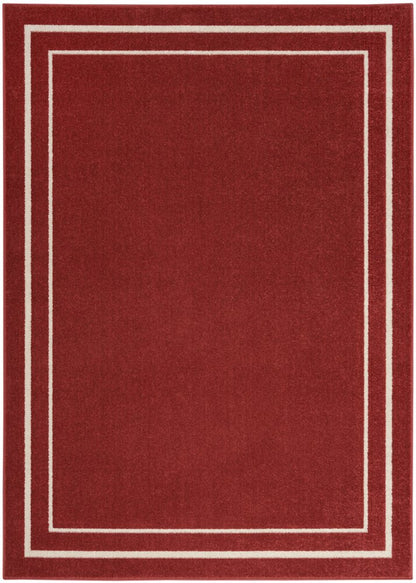 4' X 6' Brick Red And Ivory Indoor Outdoor Area Rug