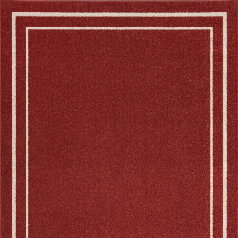 4' X 6' Brick Red And Ivory Indoor Outdoor Area Rug