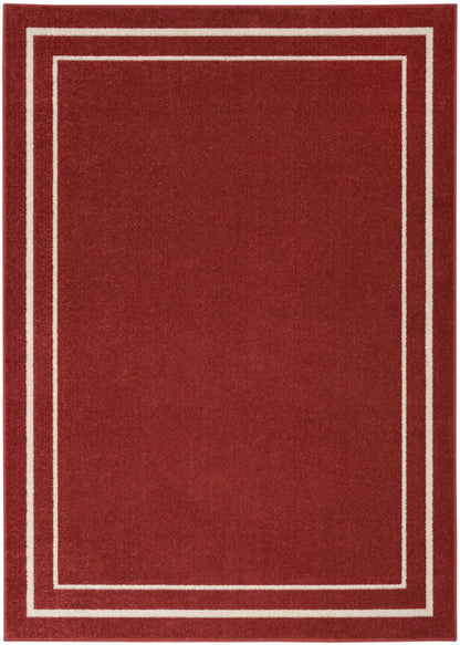 4' X 6' Brick Red And Ivory Indoor Outdoor Area Rug