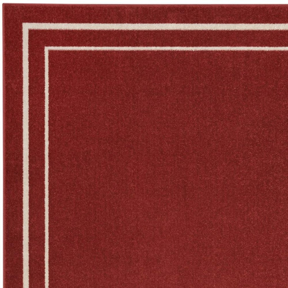 5' X 7' Brick Red And Ivory Indoor Outdoor Area Rug — view 12