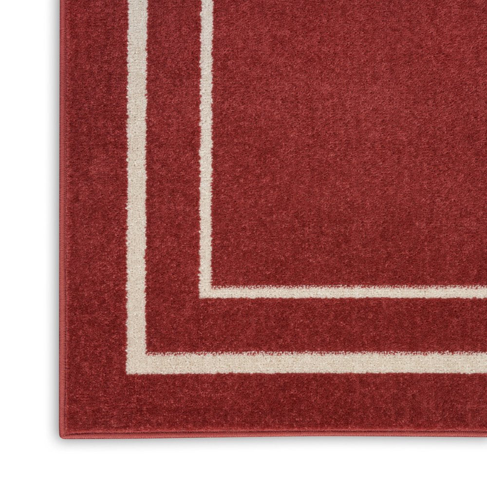 6' X 9' Brick Red And Ivory Indoor Outdoor Area Rug