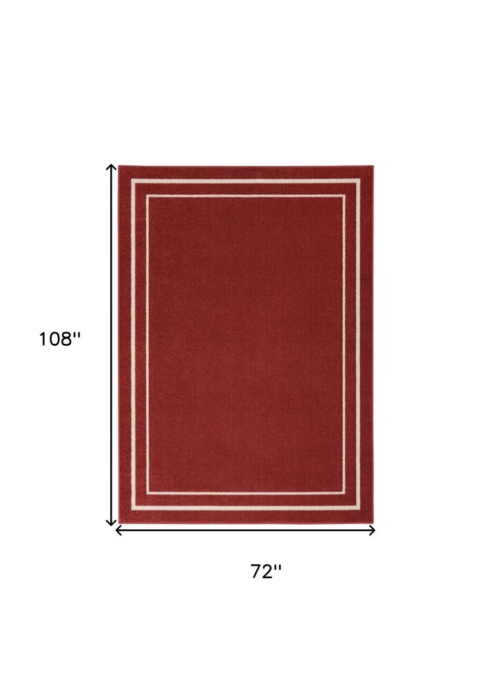 6' X 9' Brick Red And Ivory Indoor Outdoor Area Rug HomeRoots