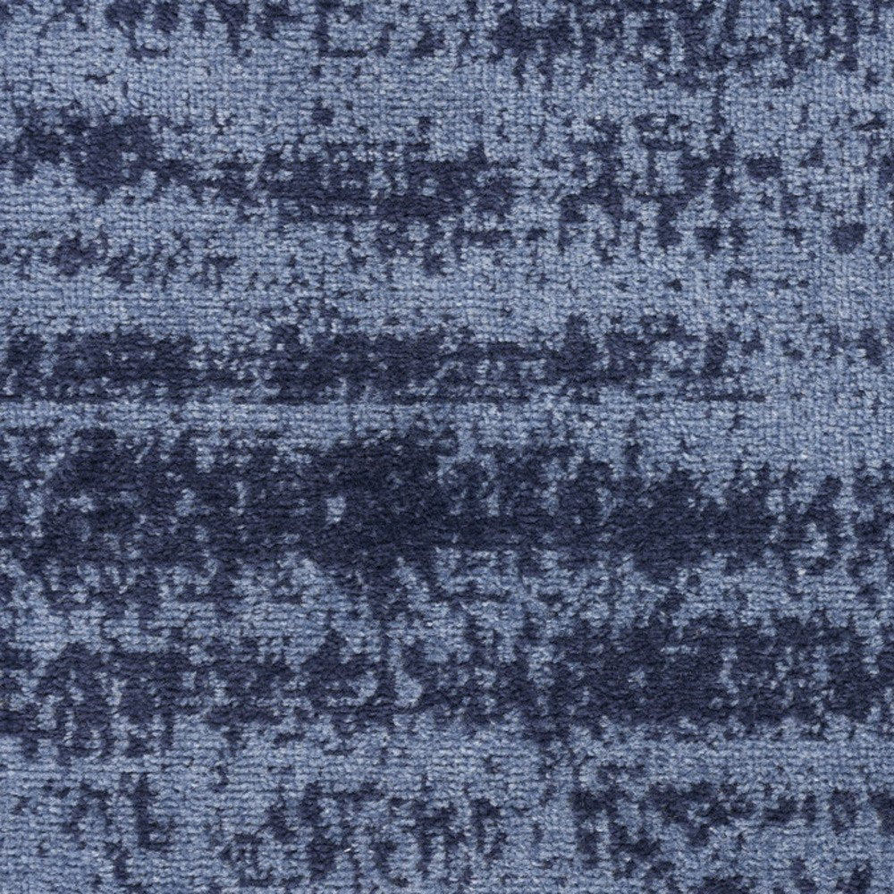6' Denim Blue And Navy Blue Abstract Indoor Outdoor Runner Rug — view 1