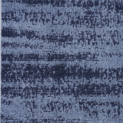 6' Denim Blue And Navy Blue Abstract Indoor Outdoor Runner Rug HomeRoots