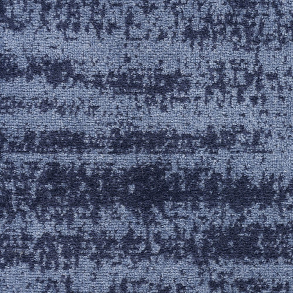 8' Denim Blue And Navy Blue Abstract Indoor Outdoor Runner Rug — view 1