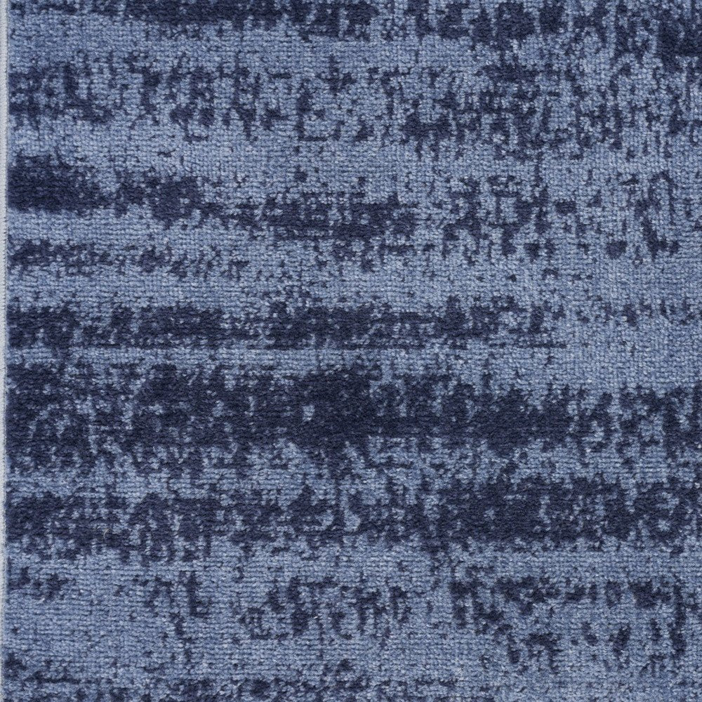 8' Denim Blue And Navy Blue Abstract Indoor Outdoor Runner Rug HomeRoots