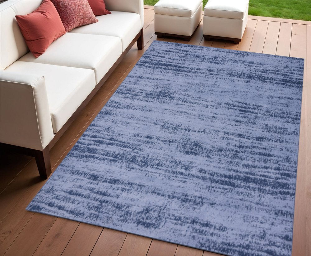 4' X 6' Denim Blue And Navy Blue Abstract Indoor Outdoor Area Rug — view 4